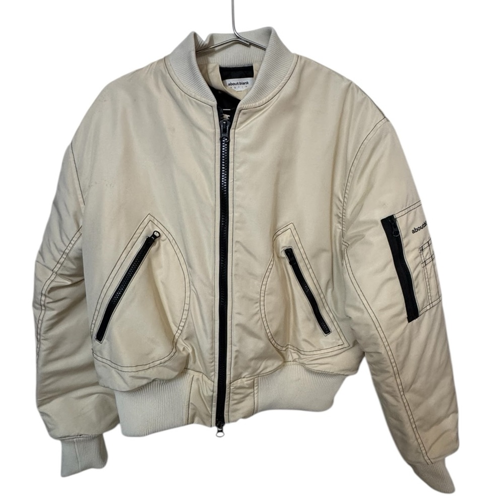 High End Designer About:Blank NYC Cream Women’s S Bomber Jacket